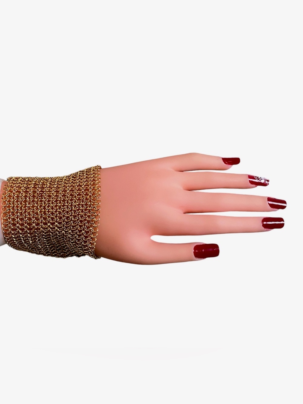 Zara women’s goldtone metal mesh wide bracelet 7in